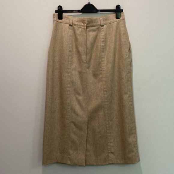 Escada Beige Wool Tweed Long Skirt Size Medium - Picture 7 of 14